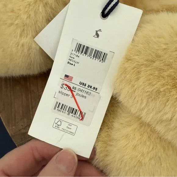 BNWT Joules Faux Fur Slippers Size Large - Picture 6 of 7